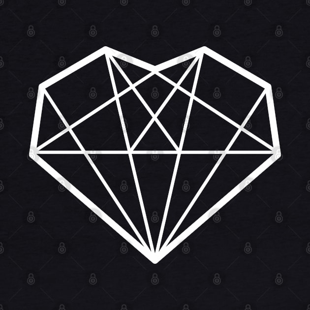 Geometric White Diamond Heart by KimVanG